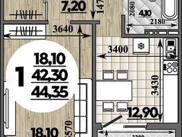 Продается 1-комнатная квартира ЖК Горгиппия, литера 2, 44.35  м², 8151530 рублей
