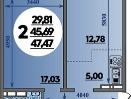 Продается 2-комнатная квартира ЖК Восточный, литера 12, 47.47 м², 5762858 рублей
