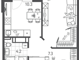 Продается 1-комнатная квартира ЖК Все Свои VIP, литера 6, 39.5  м², 10941500 рублей