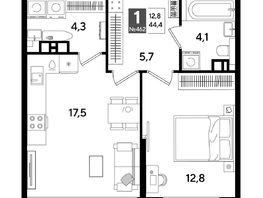 Продается 1-комнатная квартира ЖК DOGMA PARK (Догма парк), литера 13, 44.4  м², 7783320 рублей