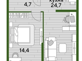 Продается 1-комнатная квартира ЖК DOGMA PARK (Догма парк), литера 11, 47.9  м², 7989720 рублей