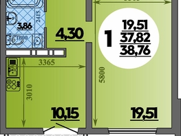 Продается 1-комнатная квартира ЖК Город у моря, литера 23, 38.76  м², 7294999 рублей