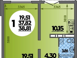 Продается 1-комнатная квартира ЖК Город у моря, литера 23, 38.81  м², 7125999 рублей