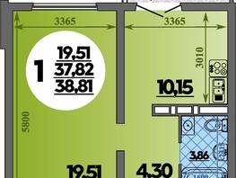 Продается 1-комнатная квартира ЖК Город у моря, литера 23, 38.81 м², 7363000 рублей