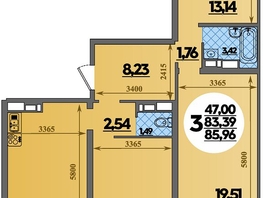 Продается 3-комнатная квартира ЖК Город у моря, литера 23, 85.96 м², 10041000 рублей