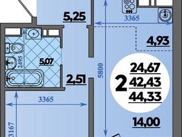 Продается 2-комнатная квартира ЖК Восточный, литера 2, 44.33 м², 6627949 рублей