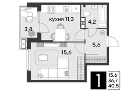 Продается 1-комнатная квартира ЖК Парк Победы 2, литера 21, 40.5  м², 7601850 рублей