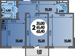 Продается 2-комнатная квартира ЖК Парк у дома, литера 7.1, 62.4 м², 9840480 рублей
