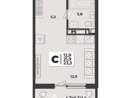 Продается 1-комнатная квартира ЖК Лето, литера 1.6, 23.3  м², 4358800 рублей