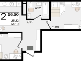Продается 2-комнатная квартира ЖК Патрики, литер 1.4, 56.5  м&sup2;, 14464000 рублей