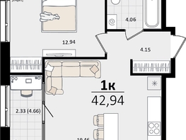Продается 1-комнатная квартира ЖК Патрики, литер 5.1, 42.94  м&sup2;, 13659214 рублей
