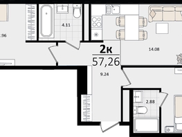 Продается 2-комнатная квартира ЖК Патрики, литер 5.1, 57.26  м&sup2;, 17401314 рублей