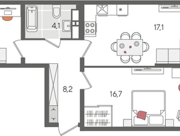 Продается 2-комнатная квартира ЖК Рекорд 2, литера 1, 68.7  м², 13430850 рублей