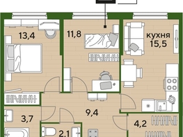 Продается 2-комнатная квартира ЖК DOGMA PARK (Догма парк), литера 2, 59.3  м², 8865350 рублей