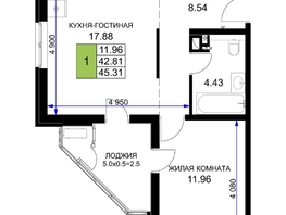 Продается 1-комнатная квартира ЖК Сегодня, литер 6, 45.85  м², 6235600 рублей