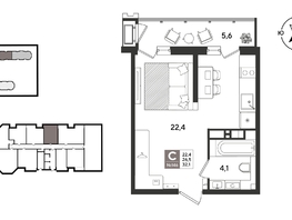 Продается Студия ЖК Рекорд 2, литера 3, 32.1  м&sup2;, 9533700 рублей