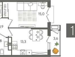Продается 1-комнатная квартира ЖК Рекорд 2, литера 4, 41.6  м&sup2;, 10221120 рублей