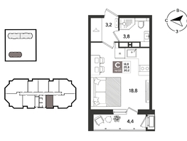 Продается Студия ЖК Рекорд 2, литера 4, 30.2  м&sup2;, 8377480 рублей
