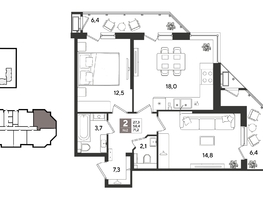 Продается 2-комнатная квартира ЖК Рекорд 2, литера 5, 71.2  м&sup2;, 14118960 рублей