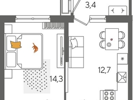 Продается 1-комнатная квартира ЖК Рекорд 2, литера 5, 41.6  м², 8573760 рублей