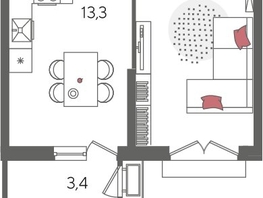 Продается 1-комнатная квартира ЖК Рекорд 2, литера 5, 41.4  м&sup2;, 10569420 рублей