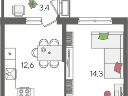 Продается 1-комнатная квартира ЖК Рекорд 2, литера 5, 41.4  м², 8718840 рублей