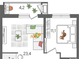 Продается 1-комнатная квартира ЖК Рекорд 2, литера 5, 48.5  м², 9797000 рублей