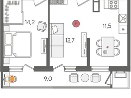 Продается 2-комнатная квартира ЖК Рекорд 2, литера 5, 61.6  м&sup2;, 13792240 рублей
