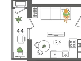 Продается Студия ЖК Рекорд 2, литера 5, 24.7  м², 6767800 рублей