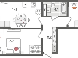 Продается 2-комнатная квартира ЖК Рекорд 2, литера 5, 71.7  м&sup2;, 14863410 рублей