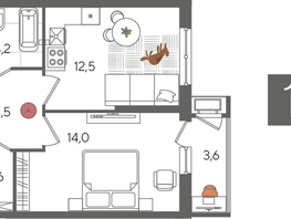 Продается 1-комнатная квартира ЖК Рекорд 2, литера 5, 42.4  м², 8861600 рублей