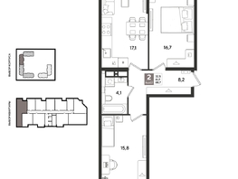 Продается 2-комнатная квартира ЖК Рекорд 2, литера 5, 68.7  м&sup2;, 14475090 рублей