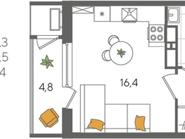 Продается Студия ЖК Рекорд 2, литера 5, 29.3  м², 6976330 рублей