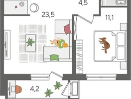Продается 1-комнатная квартира ЖК Рекорд 2, литера 5, 49.3  м², 9864930 рублей