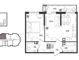 Продается 2-комнатная квартира ЖК Рекорд 2, литера 5, 58.9  м&sup2;, 12268870 рублей