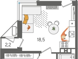 Продается 1-комнатная квартира ЖК Рекорд 2, литера 5, 42.9  м², 9974250 рублей