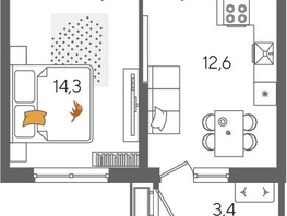 Продается 1-комнатная квартира ЖК Рекорд 2, литера 5, 41.4  м², 8665020 рублей