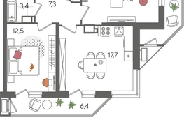 Продается 2-комнатная квартира ЖК Рекорд 2, литера 5, 70.3  м², 13631170 рублей