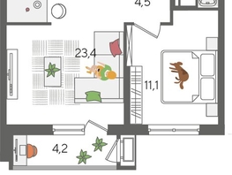 Продается 1-комнатная квартира ЖК Рекорд 2, литера 5, 48.5  м², 9607850 рублей