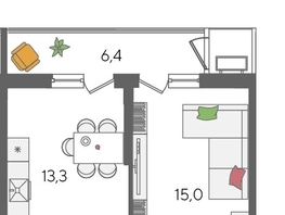 Продается 1-комнатная квартира ЖК Рекорд 2, литера 5, 44.4  м², 10278600 рублей