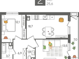 Продается 2-комнатная квартира ЖК Рекорд 2, литера 6, 63.7  м², 12650820 рублей