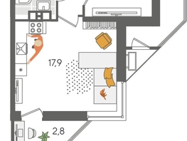 Продается 1-комнатная квартира ЖК Рекорд 2, литера 6, 51.8  м², 10406620 рублей