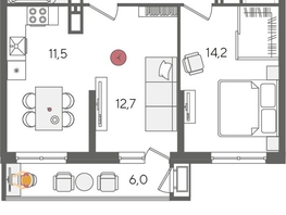 Продается 2-комнатная квартира ЖК Рекорд 2, литера 6, 58.6  м², 11544200 рублей