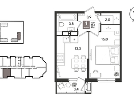 Продается 1-комнатная квартира ЖК Рекорд 2, литера 6, 41.4  м&sup2;, 10544580 рублей