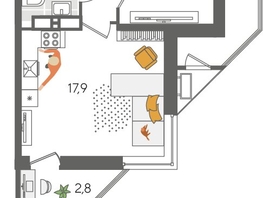 Продается 1-комнатная квартира ЖК Рекорд 2, литера 6, 51.6  м², 10541880 рублей