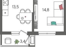 Продается 1-комнатная квартира ЖК Рекорд 2, литера 1, 42  м², 9046800 рублей