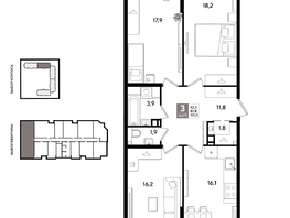 Продается 3-комнатная квартира ЖК Рекорд 2, литера 1, 100.5  м&sup2;, 19396500 рублей