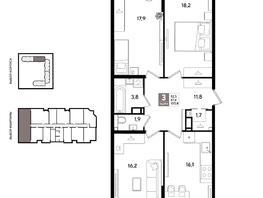 Продается 3-комнатная квартира ЖК Рекорд 2, литера 1, 99.6  м&sup2;, 19910040 рублей