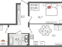 Продается 2-комнатная квартира ЖК Рекорд 2, литера 1, 68.9  м², 13463061 рублей