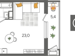 Продается Студия ЖК Рекорд 2, литера 1, 32.1  м², 7643010 рублей